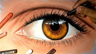 How to Draw REALISTIC EYE using Oil Pastel [upl. by Ardnalac]