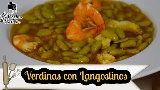 Receta de Alubias o fabes verdinas con langostinos Receta Fácil [upl. by Bazil653]