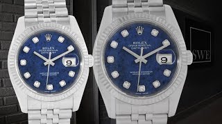 Rolex Datejust Steel White Gold Sodalite Diamond Dial Mens Watch 16234  SwissWatchExpo [upl. by Neeneg]