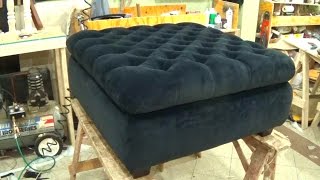 DIY  HOW TO UPHOLSTER A STORAGE OTTOMAN  ALO Upholstery [upl. by Salkin]