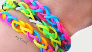 PULSERA DE GOMITAS SIMPLE con telar Rainbow loom [upl. by Reichert]