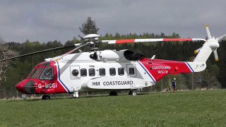 Coastguard Sikorsky S92A helicopter GMCGI visits Deeside Scotland for MAYDAY event 4K UHD [upl. by Digirb]