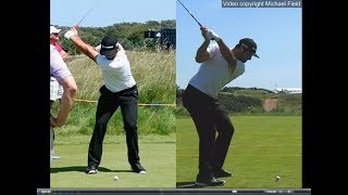 Jon Rahm golf swing  Long Iron faceon amp downtheline July 2017 [upl. by Tnairb35]