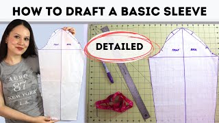 How to draft a basic sleeve block DETAILED tutorial and explanation [upl. by Battat35]