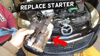 HOW TO REMOVE AND REPLACE STARTER ON MAZDA CX7 MAZDASPEED 3 6 [upl. by Littlejohn561]