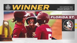 Oklahoma vs Florida State 2021 WCWS softball finals Game 1 highlights [upl. by Nettie]