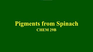 Isolation of Chlorophyll and Carotenoid Pigments from Spinach [upl. by Iden161]