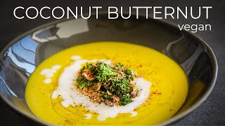 Coconut Butternut Squash Soup Recipe  Easy vegan Thanksgiving meal idea [upl. by Roinuj]