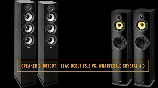 Speaker Shootout ELAC Debut F52 vs Wharfedale Crystal 43 [upl. by Helenka499]