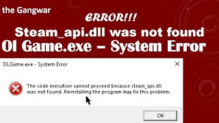 HOW TO FIX OL GAME EXE  SYSTEM ERROR [upl. by Suiluj]