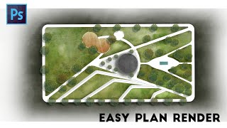 Easy Plan Rendering in Photoshop  Landscape Render [upl. by Enohs]