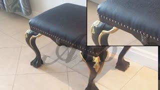 HOW TO UPHOLSTER A FOOT STOOL  ALO Upholstery [upl. by Edea]