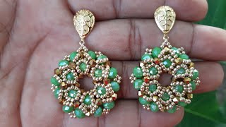 Tutorial aretes muy fácil de cristales y mostacillas Béix CyLAccessories [upl. by Ravi]