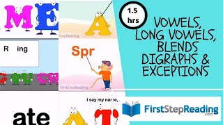 Long Vowels Vowels Digraphs Exceptions Blends Kindergarten First Grade FirstStepReading [upl. by Odlaner]