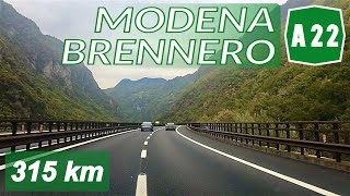 A22  MODENA  BRENNERO  Autostrada del Brennero  Percorso completo [upl. by Esimehc139]