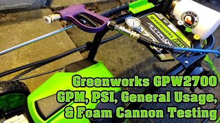 Greenworks Pro 2700 PSI GPW2700 Pressure Washer Testing Review GPM PSI Foam Cannon amp More [upl. by Wilkison]