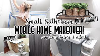 MOBILE HOME MAKEOVER ON A BUDGET  SMALL BATHROOM MAKEOVER [upl. by Alden]