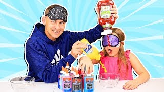 Blindfolded Slime PRANK Challenge Dad CHEATED  JKrew [upl. by Drofiar]