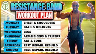 FULL WEEK WORKOUT PLAN AT HOME WITH RESISTANCE BAND  FITBEAST [upl. by Noswal]