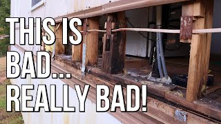 Siding Removal Shows Just How Bad This Is  Budget Mobile Home Remodel 14 [upl. by Ecinrev]