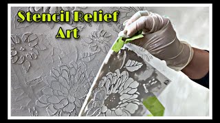 Textured Plaster on Canvas using a stencil 😲 [upl. by Drofnil430]