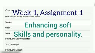 NPTEL  Enhancing soft skills and personality  Assignment1  Week1 SWAYAM 2021 [upl. by Garwood745]