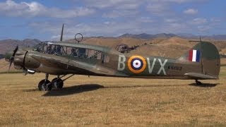 Avro Anson bomber starts taxis takesoff [upl. by Ahsetel]