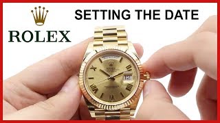 HOW to set Rolex DayDate Watches Change the Time Date amp Day [upl. by Mayda171]