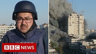 IsraelGaza Strike collapses building during live BBC report  BBC News [upl. by Oriaj59]