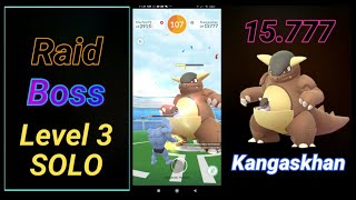 SOLOING KANGASKHAN RAID BOSS LEVEL 3 POKEMON GO TOUR  KANTO [upl. by Jopa]