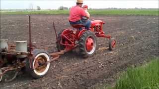 International Farmall Cub planting with IH 249 2 row planter [upl. by Ahsiam]