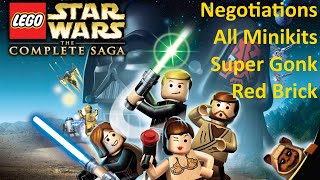 LEGO Star Wars The Complete Saga  Negotiations  All Minikits  Red Brick Super Gonk [upl. by Anoerb661]