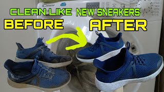 HOW TO CLEAN SNEAKERSSKECHERS IN THE WASHING MACHINE LIKE NEW [upl. by Auginahs561]