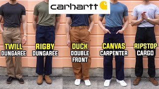 COMPLETE Guide To Carhartt Work Pants Double Front Ripstop Cargo Carpenter TwillRigby Dungaree [upl. by Orianna]