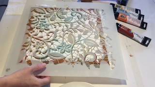 Mixed Media Tutorial  using a stencil and modelling paste [upl. by Newol]