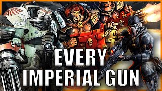 Every Single Imperial Gun EXPLAINED By An Australian  Warhammer 40k Lore [upl. by Ellerret]