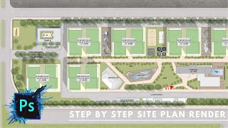 Site Plan Rendering in Photoshop  PHOTOSHOP TUTORIAL [upl. by Maribeth744]