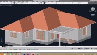 AUTOCAD 3D HOUSE SLOPED ROOF  AUTOCAD SLOPED ROOF  3D ROOF [upl. by Lechner]