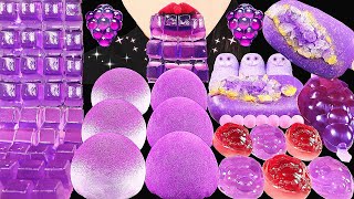 ASMR PURPLE FOODS HOMEMADE MOCHI GEODE CAKE POP EDIBLE KEYBOARD JELLY PEEPS GRAPE CANDY EATING [upl. by Zetnahs84]