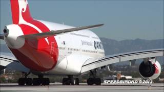 Qantas Airways Airbus A380842 VHOQD Takeoff From Los Angeles [upl. by Euqinemod]