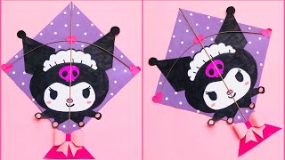 DIY Kuromi Kite  DIY Paper kite with A4 size paper  kuromi craft  kite making [upl. by Stochmal72]