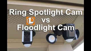 Ring Floodlight Cam vs Spotlight Camera  Comparing Light Output Features and Settings [upl. by Lilli]