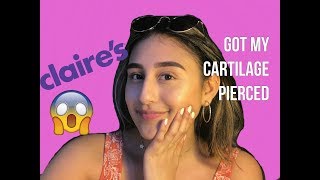 I GOT A CARTILAGE PIERCING  CLAIRES [upl. by Erma541]