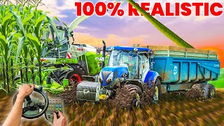 FULL REALISTIC IN EXTREME CONDITIONS SILAGE Steering Wheel View  Farming Simulator 19 [upl. by Gerlac]