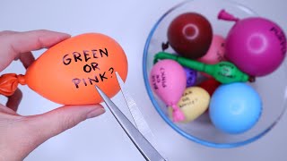 MAKING SLIME WITH BALLOONS Balloon Popping  Guess the color inside challenge [upl. by Annavas]