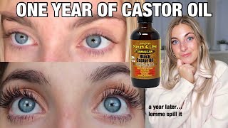 CASTOR OIL ONE YEAR LATER for EYELASH growth an update amp questions answered  Morgan Green [upl. by Adyaj]