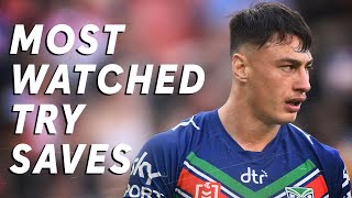 MOST WATCHED TRY SAVES OF 2023  NRL [upl. by Naillij]