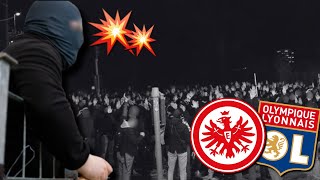 Ultras FRANKFURT greifen Treffpunkt der Franzosen an … 100 vs 100 [upl. by Avan]