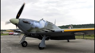 HAWKER HURRICANE MkIV  Startup Takeoff  Flyby Airport Líně [upl. by Hanala675]