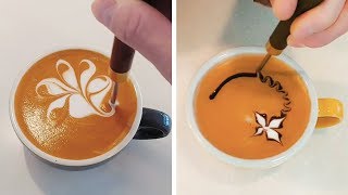 BARISTA TURNS COFFEE INTO INCREDIBLE WORKS OF ART [upl. by Griff335]